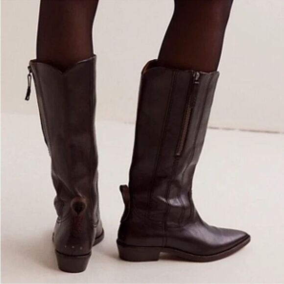 Free People We The Free Allistar Leather Pointed Western Boots-Bitter Chocolate - Picture 3 of 10